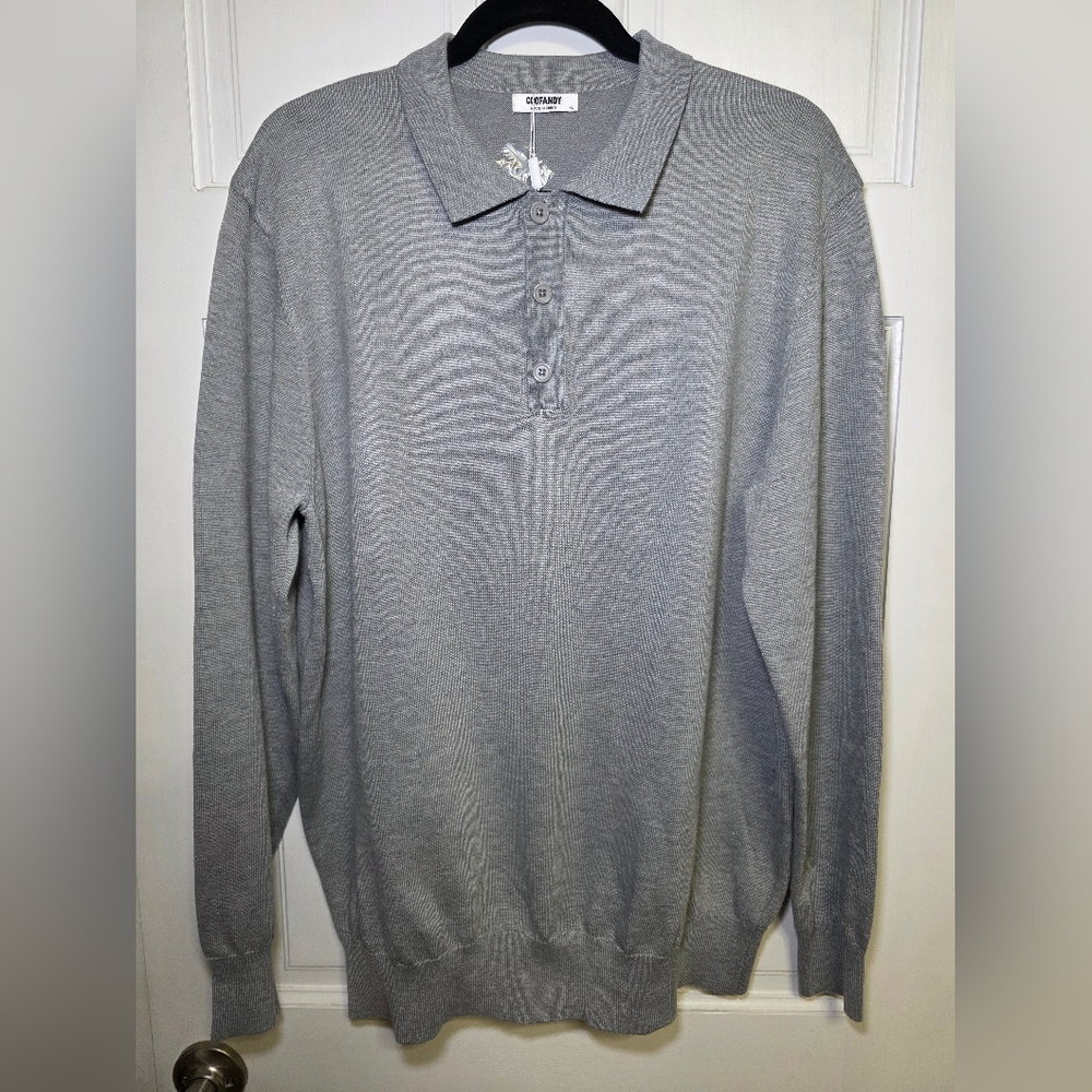 Coofandy Long Sleeve Knit Sweater- Men's Size XL Gray NWT